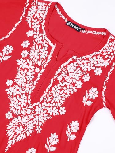 Image of Seva Chikan Hand Embroidered Lucknowi Chikankari Rayon Kurta and Palazzo Set SCL8037