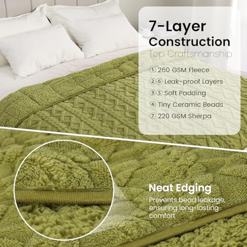 Image of Drewin Weighted Blanket Twin Size 15 lbs, Cozy Jacquard Sherpa Weighted Blankets for Adults for Winter, Comfortable Sofa Bed Blanket for Sleeping Natural and Calming, 48 x 72 inches, Grass Green