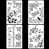 YapitHome 4 Stücke Schablonen Vintage Ornament Schablonen Schablone Wand für Wandgestaltung,Möbeldesign,Basteln, DIY