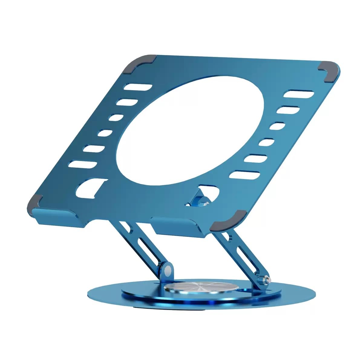 Soporte para laptop, soporte ajustable de 360 grados, soporte plegable de diseño ergonómico, altura ajustable, compatible con todos los portátiles de 10 a 17 pulgadas, acero al carbono, azul