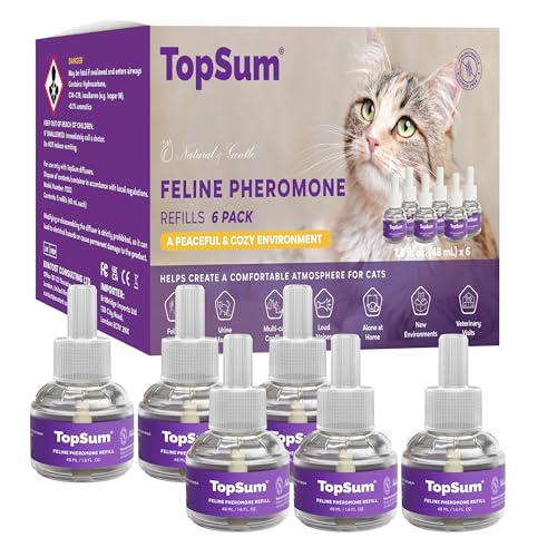TopSum Pheromone Katzen Diffusor Nachfüllset: Katzen Pheromone - Katzen Beruhigung - Fördert Wohlbefinden & Verhaltensunterstützung, 6er-Pack...