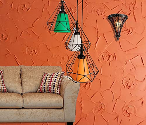 Image of Arus Metal and Glass Diamond Shaped with Glass Piece 3 Light Combo Ceiling Light for Home and Office (Multicolor Pack of 1 Set)