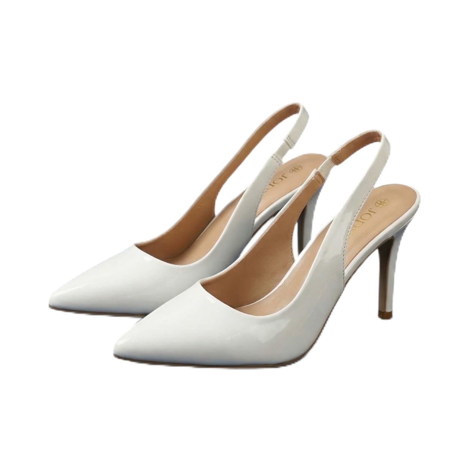 Women's White Pointed Toe Slingback Heels | Elegant Stiletto Pumps | Slip-On Office, Party & Wedding Footwear for Women-image-46