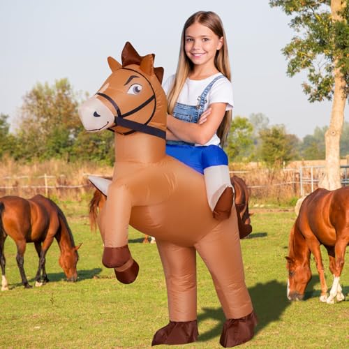 Disfraz inflable de caballo Stegosaurus para niños miniatura 5