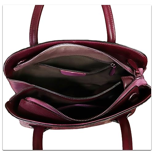 Image of Genuine Leather Handbag for Women Top Handle Satchel Handmade Retro Embossed Leather Vintage Crossbody Purse