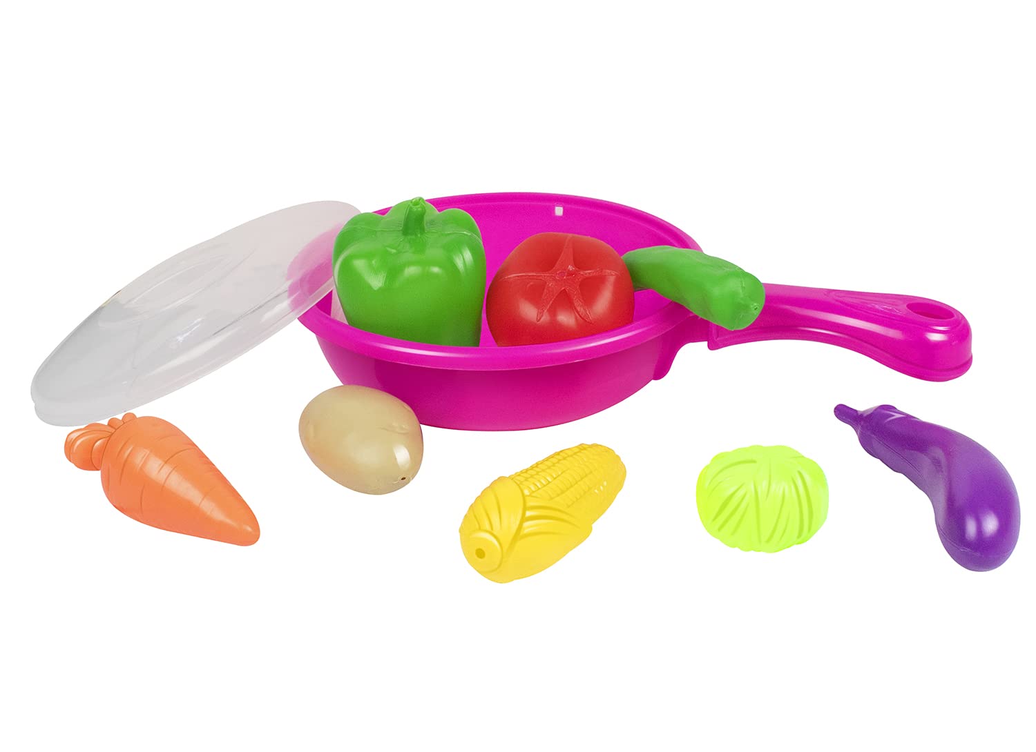 itoys Vegetable Set with Pan for Kids 10 Pcs of Different Fruits,Multicolor