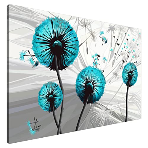 Estika Leinwand bilder - Pusteblume Türkis - 120x80 cm, 1 teilige...