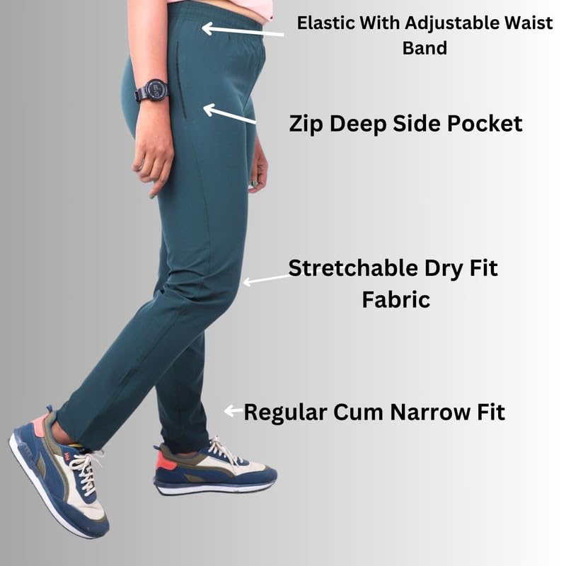Image of Go-Fit Women Zip Pocket Synthetic Dry-Fit Gym Casual Lower Joggers Trackpant Sports Pant | Multicolors