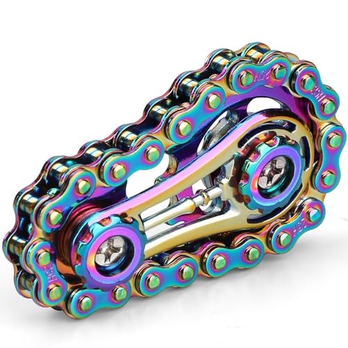 Zahnräder Fidget Kette, Coole Montage Fidget Spinner Ring Spielzeug für Kinder Erwachsene, Metall Fidgeting Fahrrad Kettenräder Würfel, EDC Neuheit Stress Relief Hand Spinner Kinetisches Geschenk