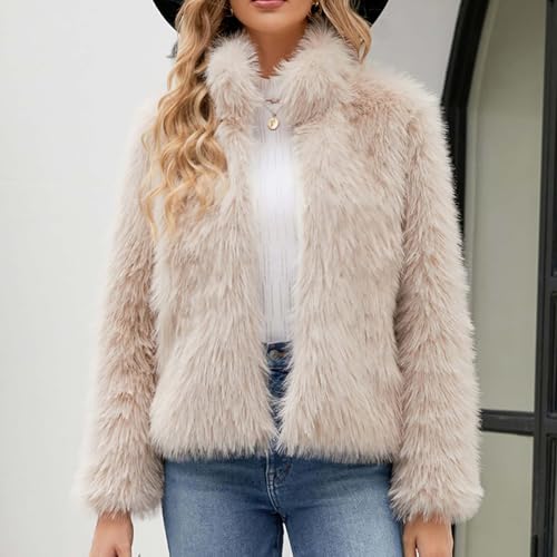 Womens Elegant Faux Furry Coats Warm Fluffy Fur Jackets Winter Solid Color Long Sleeve Cardigan Outerwear2