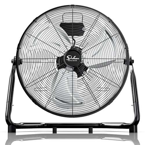 Simple Deluxe Floor Fan, 12 Inch 3-Speed High Velocity Heavy Duty Metal Industrial Floor Fans,...