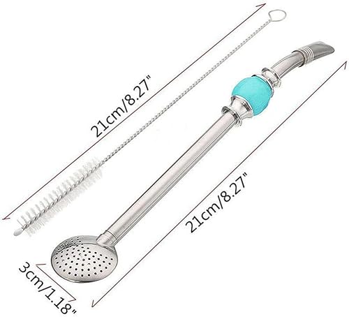 Miniatura 2 de Colador de acero inoxidable pajitas de acero inoxidable con cuchara de filtro, cepillo de limpieza, pajitas para yerba mate bombilla paja para té