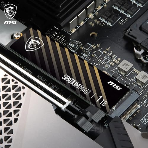 MSI SPATIUM M461 PCIe 4.0 NVMe M.2 1TB - Disque SSD Interne 1 to, PCIe 4.0 NVMe M.2, Lecture 5000 MB/s & Écriture 3200 MB/s, 3D NAND, Sécurité des Données Intégrée, Center, 250 TBW, Garantie 5 Ans