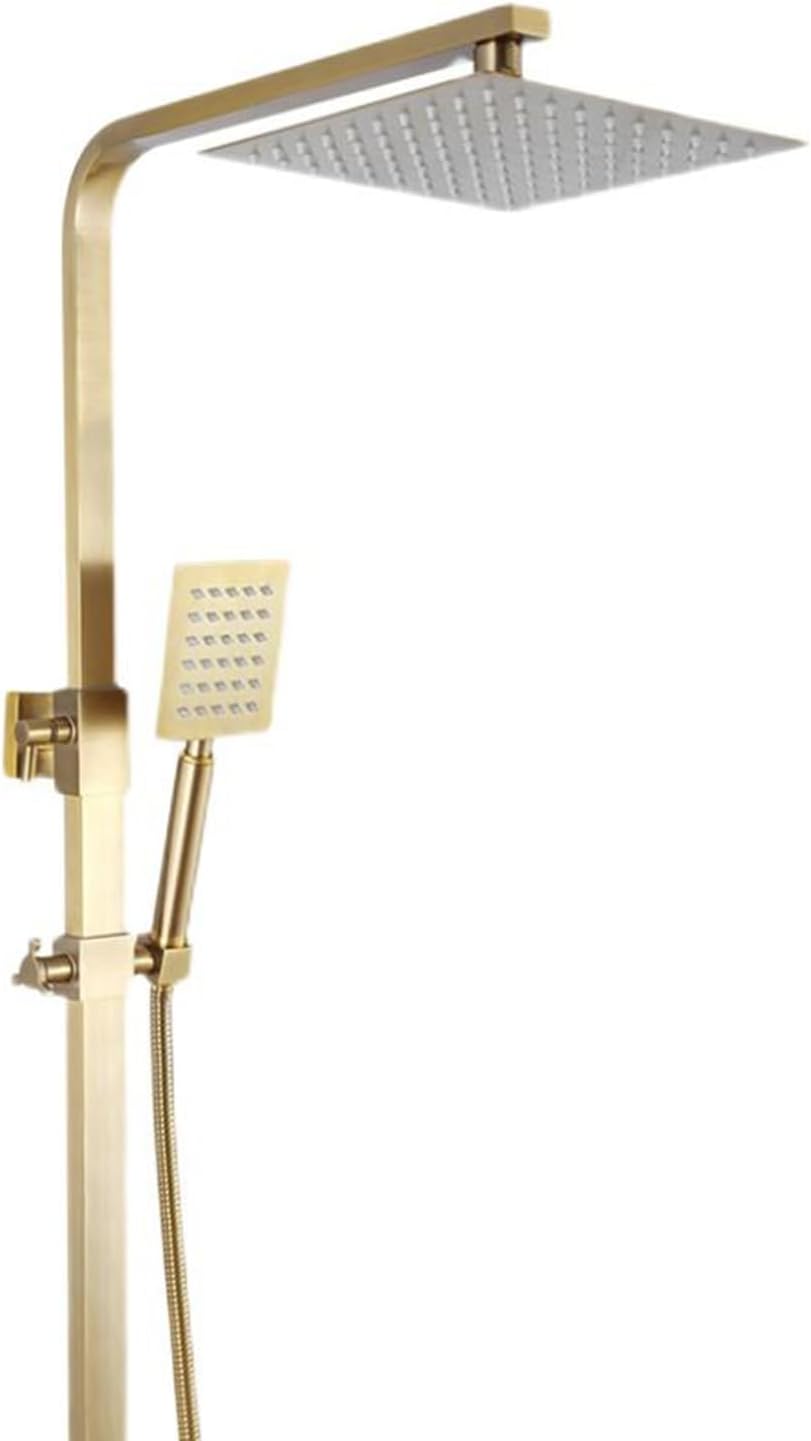 BiaoTeng Shower System, Rain Shower with Fitting, Brushed Gold, Single