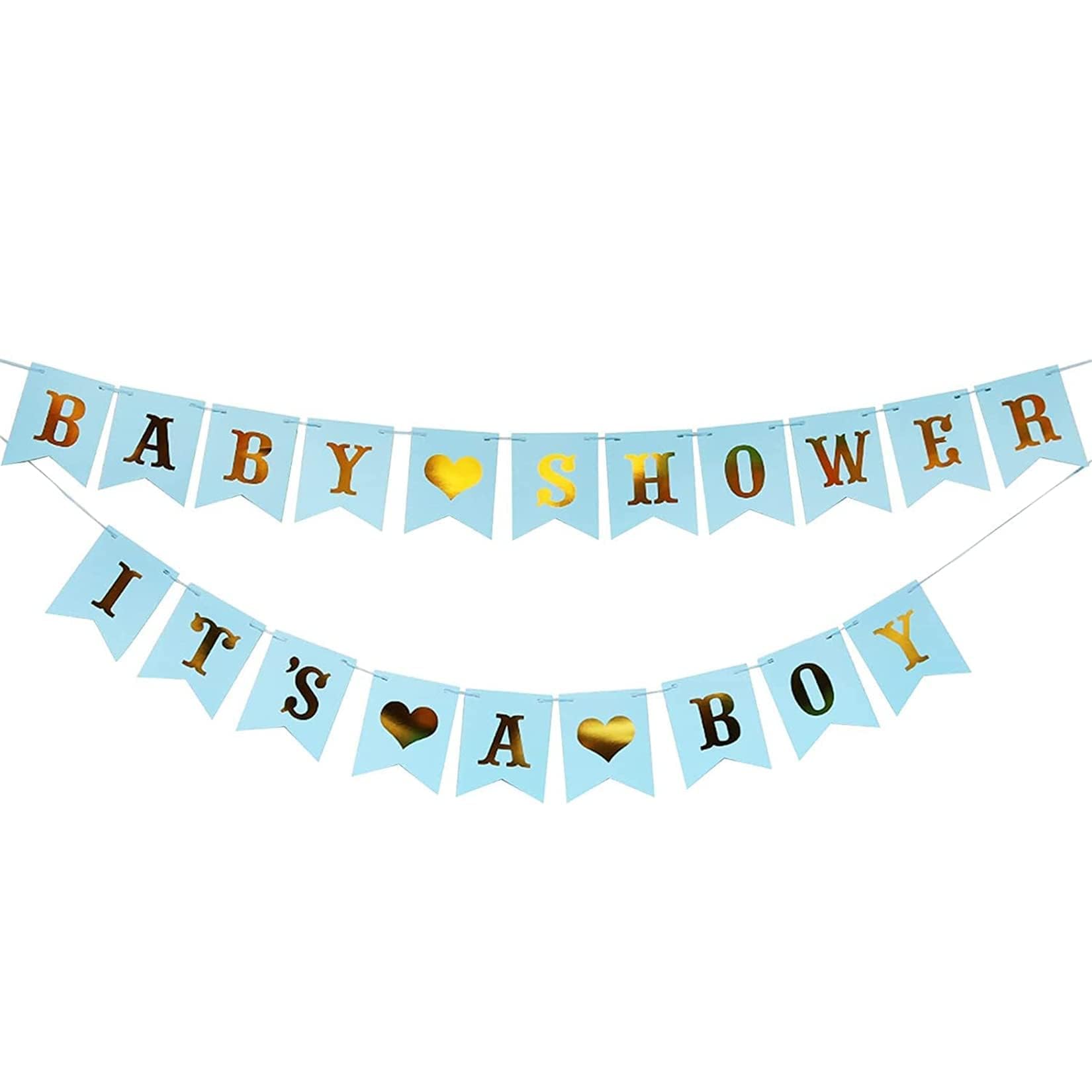 VANGNING Deco 'Here Comes The Son' Banner - Blaues Glitzer-Baby Shower Banner, DIY Deko Für Junge, Geschlechts-Enthüllung