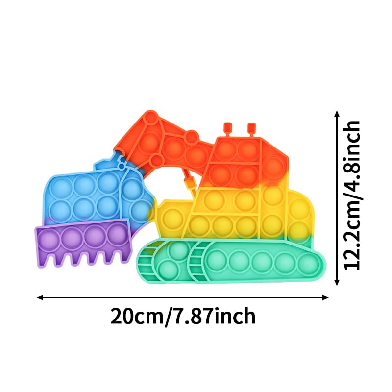 Ranzah Pop It Fidget Toy Excavator Silicone Bubble Sensory Stress Relief Toy for Kids and Adults Autism ADHD Anxiety Calming Push Pop Construction Truck Toy - Image 3