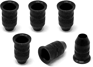 Black String-Through Body Ferrules Bullet Shape for Electric Guitar Set of 6 SF150-BLK