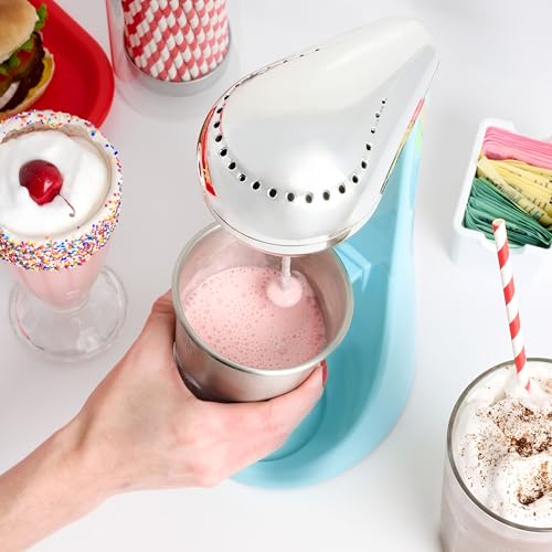 Nostalgia Two-Speed Electric Milkshake Maker and Drink Mixer, Includes 16-Ounce Stainless Steel Mixing Cup & Rod, Blue - image 6