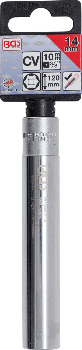 BGS BGS socket spanner insert, hexagonal, extra deep, 10 mm (3/8 inch), 8 mm, 9863-14