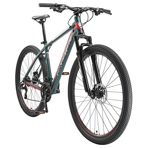 BIKESTAR Hardtail Aluminium Mountainbike Shimano 21 Gang Schaltung, Scheibenbremse 29 Zoll Reifen | 19 Zoll Rahmen Alu MTB | Grün Rot Cover
