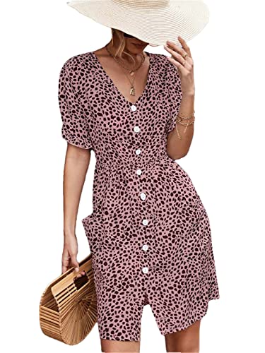 Robe d'été pour femme taille S ample motif floral rose