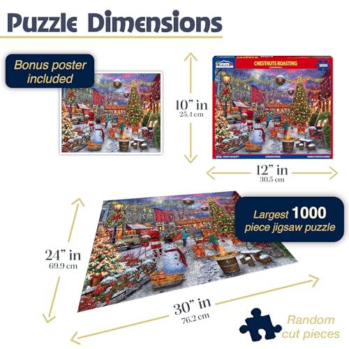White Mountain 724819267293 Chestnuts Roasting Christmas Puzzles 1000 Pieces Winter Theme Jigsaw Puzzle thumb #1
