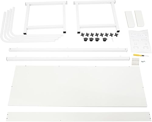 Miniatura 8 de Mesa enrollable ajustable con ruedas  Escritorio de madera expandible para laptop, altura ajustable, color blanco, perfecto para estaciones de