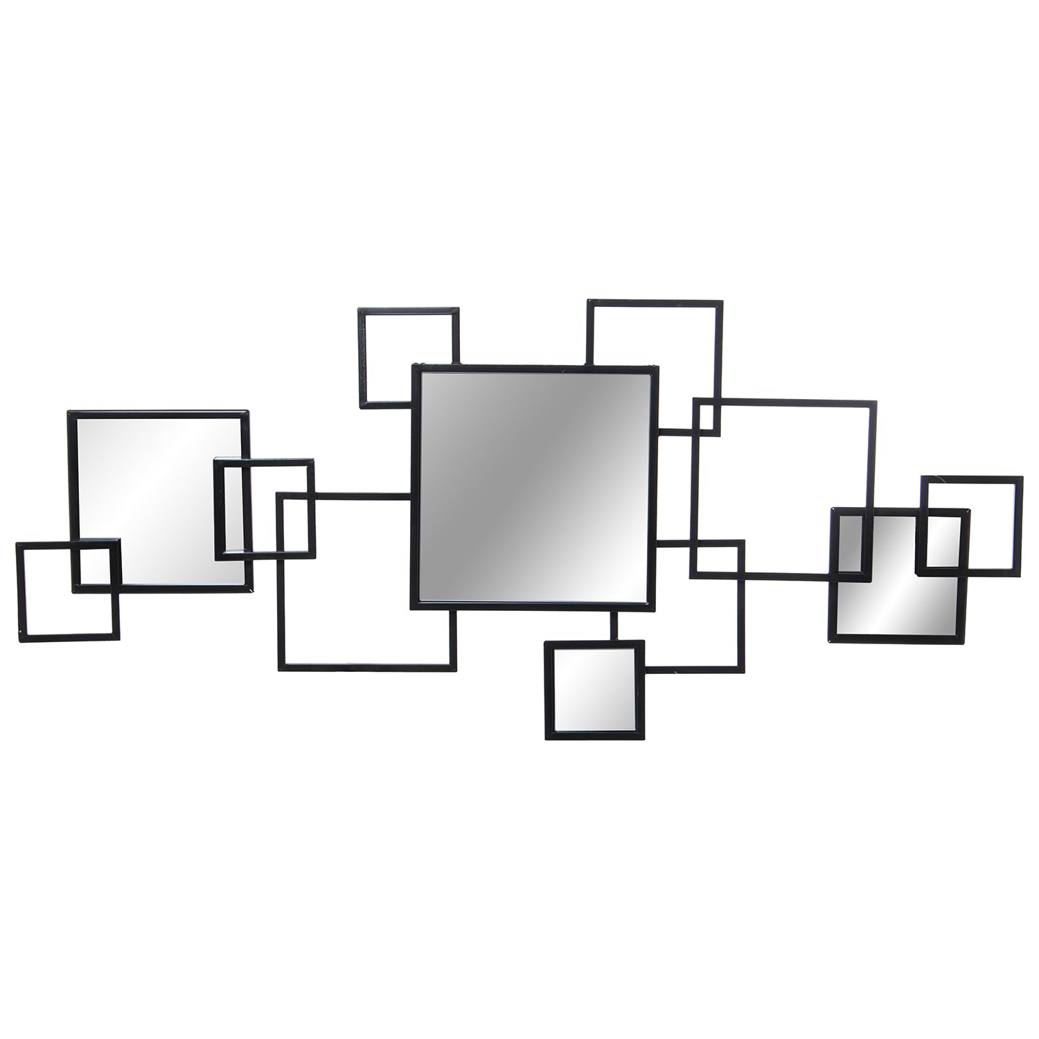Décoration murale métal noir miroirs pour illuminer grand mur