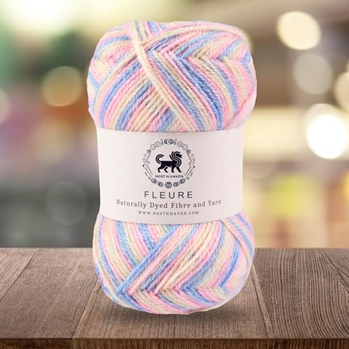 Image of Nestnhaven Acrowools Fleure Hand Knitting and Crochet Yarn. Pack of 1 Ball - 100gms. Shade no - NNHF (Multicolor25) | (500 Gm)
