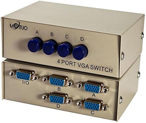4-Ports VGA SVGA (4 PC Input to 1 Monitor Output) Computer DVD TV Projector Video Sharing Switch Splitter Selector Box Hub 110187