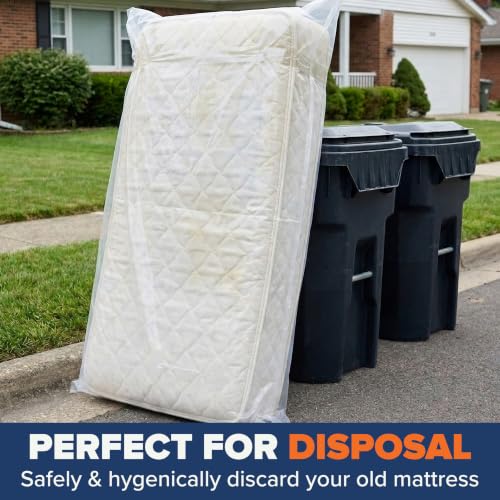 Queen & King Mattress Bags for Moving, Fits Queen & King Mattress Bag for Storage, Disposal, Plastic Cover for Bed, Matress Bag Protector - Image 4