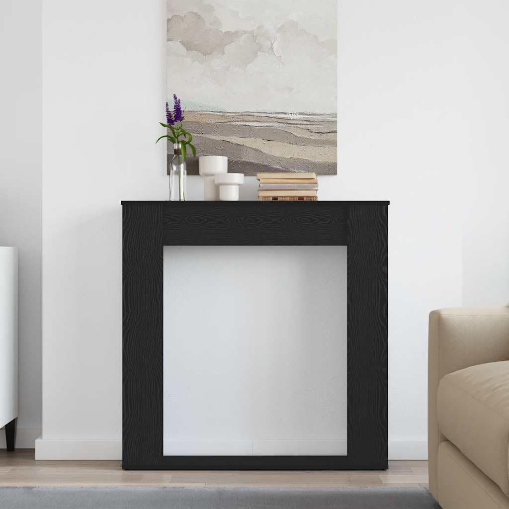 Kaminumrandung Schwarz Eichen-Optik Holzwerkstoff 100x20x100 cm Kaminsims Kaminzubehör Ofenzubehör für Wohnzimmer Haus Sicherheit und Dekoration