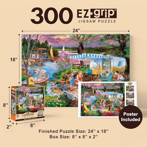MasterPieces - Rompecabezas de 300 piezas, gran tamaño, piezas EZ Grip, Leisure Lake, Tema Camping miniatura 2