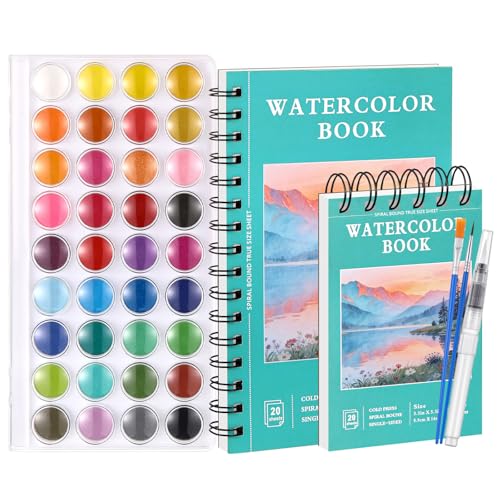 Fournitures de peinture aquarelle 36 couleurs et carnet de croquis papier 300g 14 x 21,6 cm