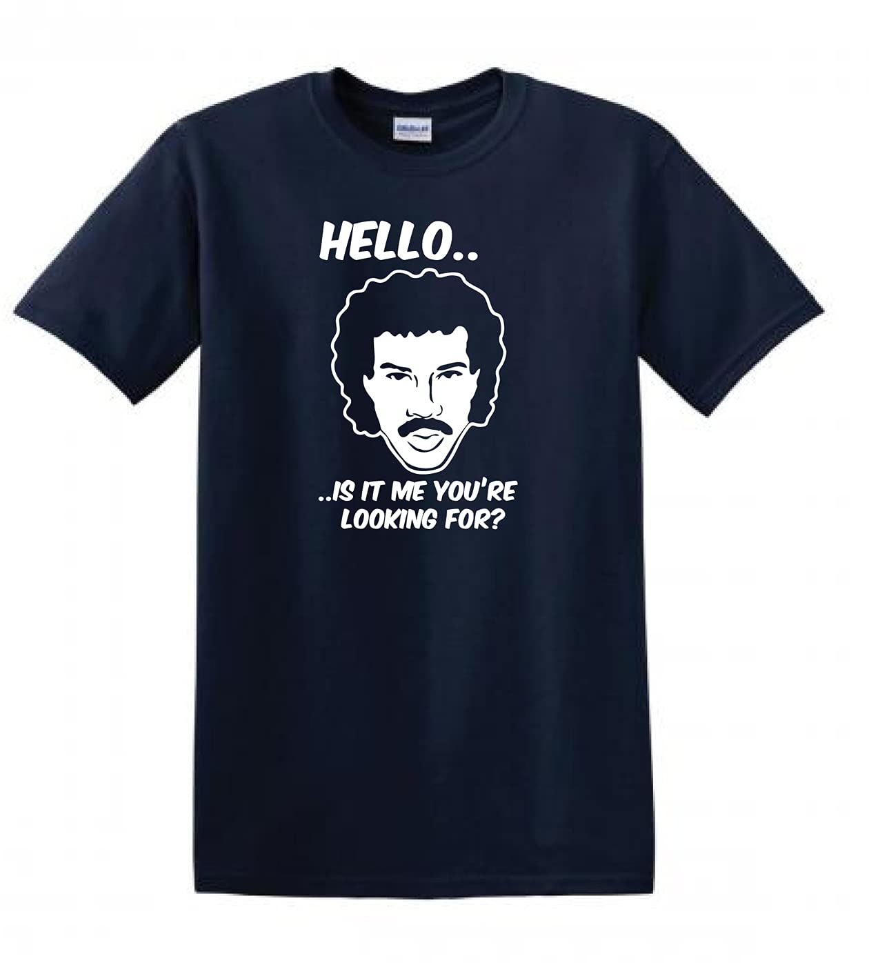 Revolutionary Tees Lionel Richie Hello is it me You're Looking for? Heavy Cotton t-Shirt Navy Blue