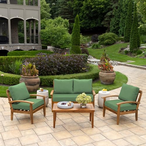 Image of Arden Outdoor Loveseat Cushion Set, 48 x 24, Water Repellent, Fade Resistant, Cushion Set for Couch, Bench, and Swing, Moss Green Leala