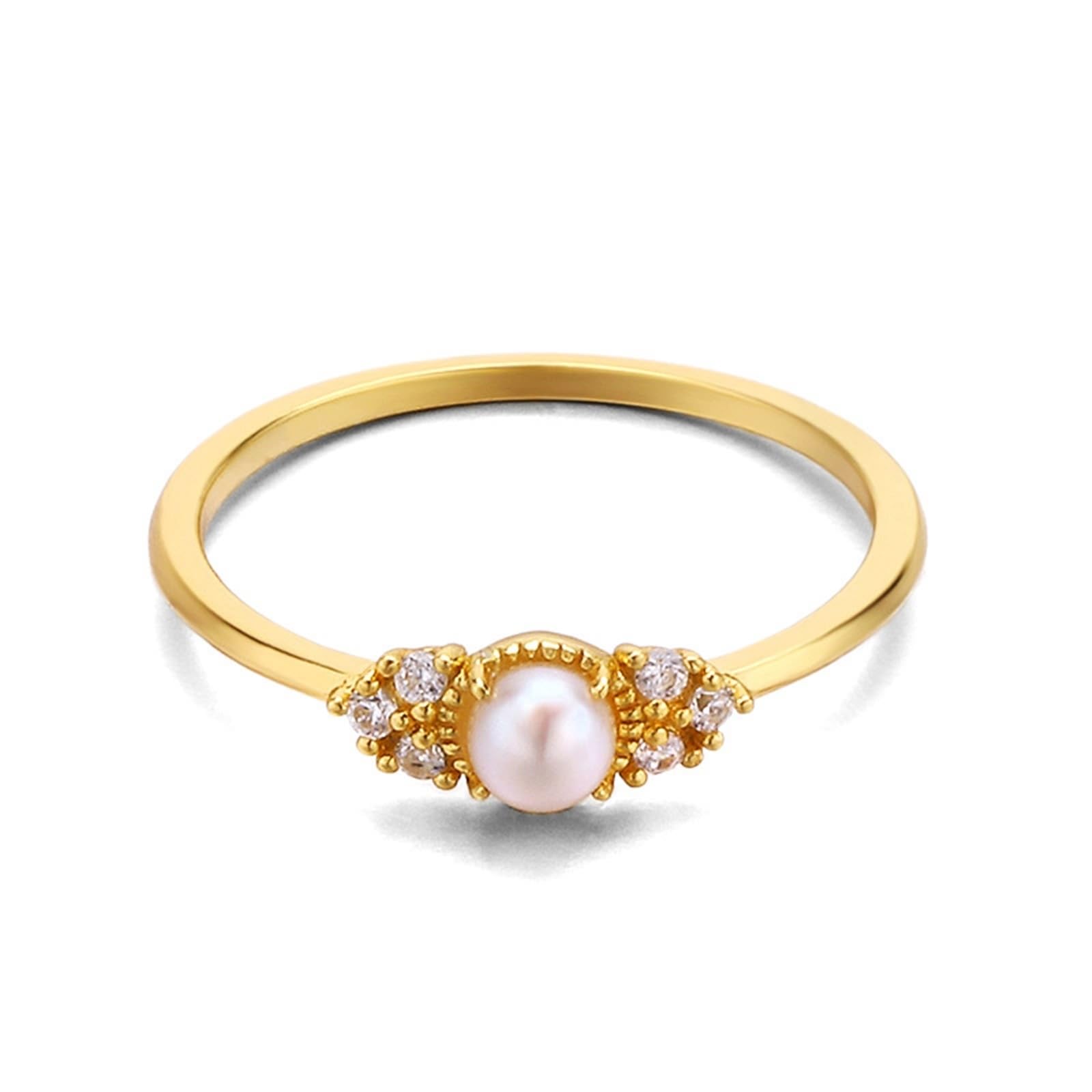 Anello solitario in oro giallo Au 375/585/750, gioiello con perla, forma classica