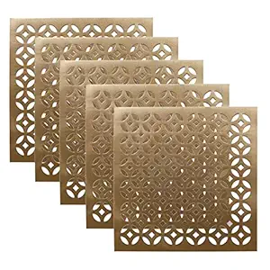 Amazon Brand - Solimo Polyvinyl Chloride Standard Pvc Table Placemat - (Set of 6 Pieces, Gold)