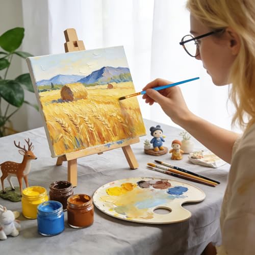 20 PCS Nylon Hair Paint Brushes Set, Art Painting Flat Brush, Face Nail Art, Kids Paint Brusches with Watercolor Oil Acrylics for Decorations, Models, Figurines - Blue - Image 6