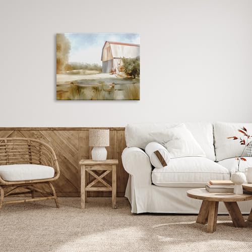Image of Stupell Industries Barn in Rural Farmland Canvas Wall Art by Amy Hall | Stupell Industries | 40 x 30 Inches, Easy to Hang and Sturdy, Made in USA, by Amy Hall