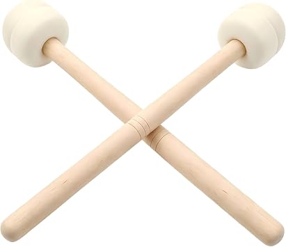2-Pack Wool Felt Bass Drum Mallet 13 Inch Anti-Slip Beige | soft felt head design, balanced handle for control, marching and concert band fit, warm muffled bass tone