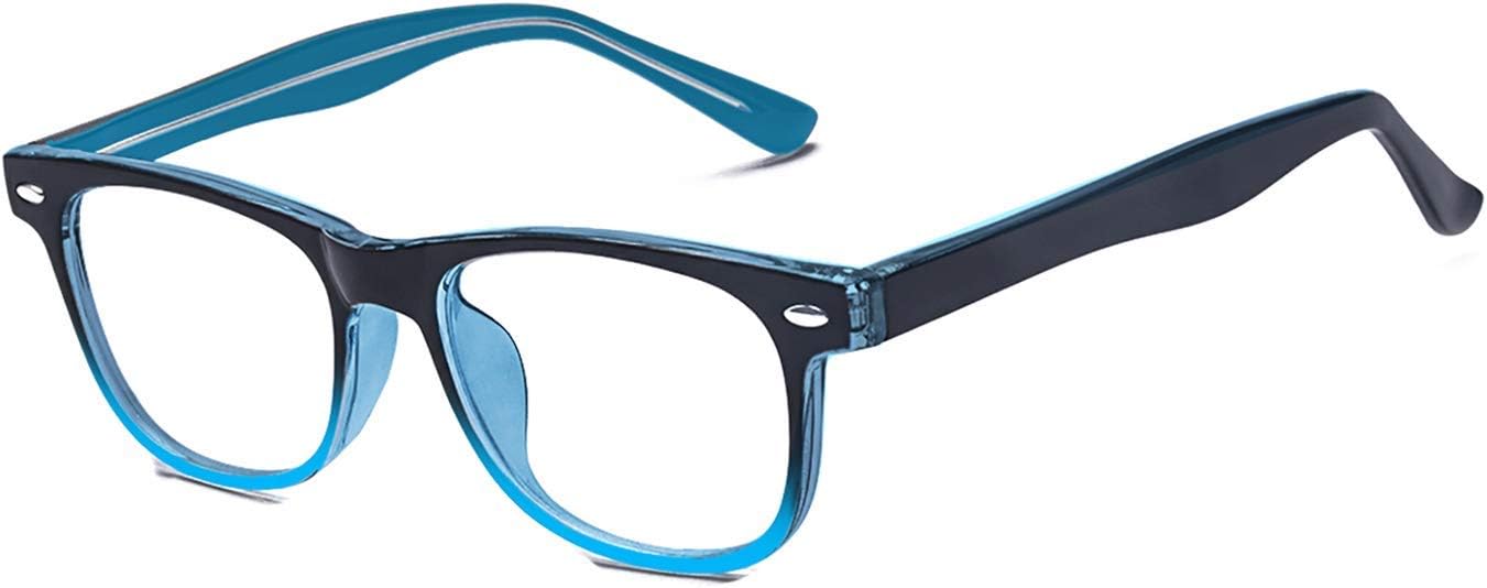 Outray Blue Light Computer Reading/Gaming Blocking Glasses Anti-Radiation Transparent Lens Eyewear For Kids/Teens (Black Blue)