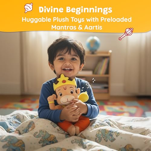 Image of WonderBuddy Divine Mantra Chanting Baby Hanuman with 8 Preloaded Mantras & Aartis, Musical Soft Plush Toy, Best Return Gift for Infants, Toddlers & Kids (Medium - 25 Cm)