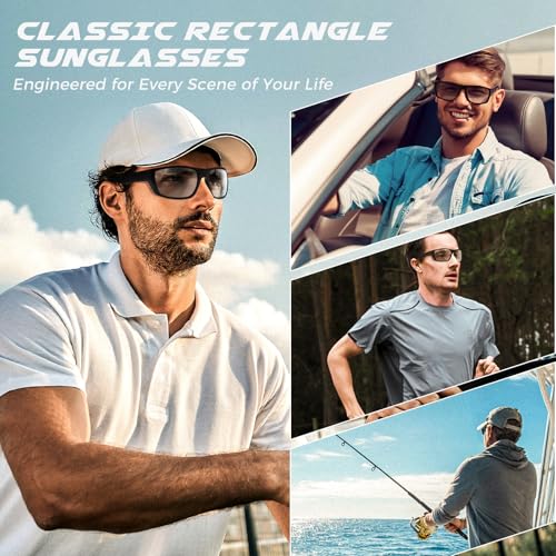 SUNGAIT Classic Rectangle Polarized Sunglasses for Men Womens UV400 Lightweight Cycling Running2