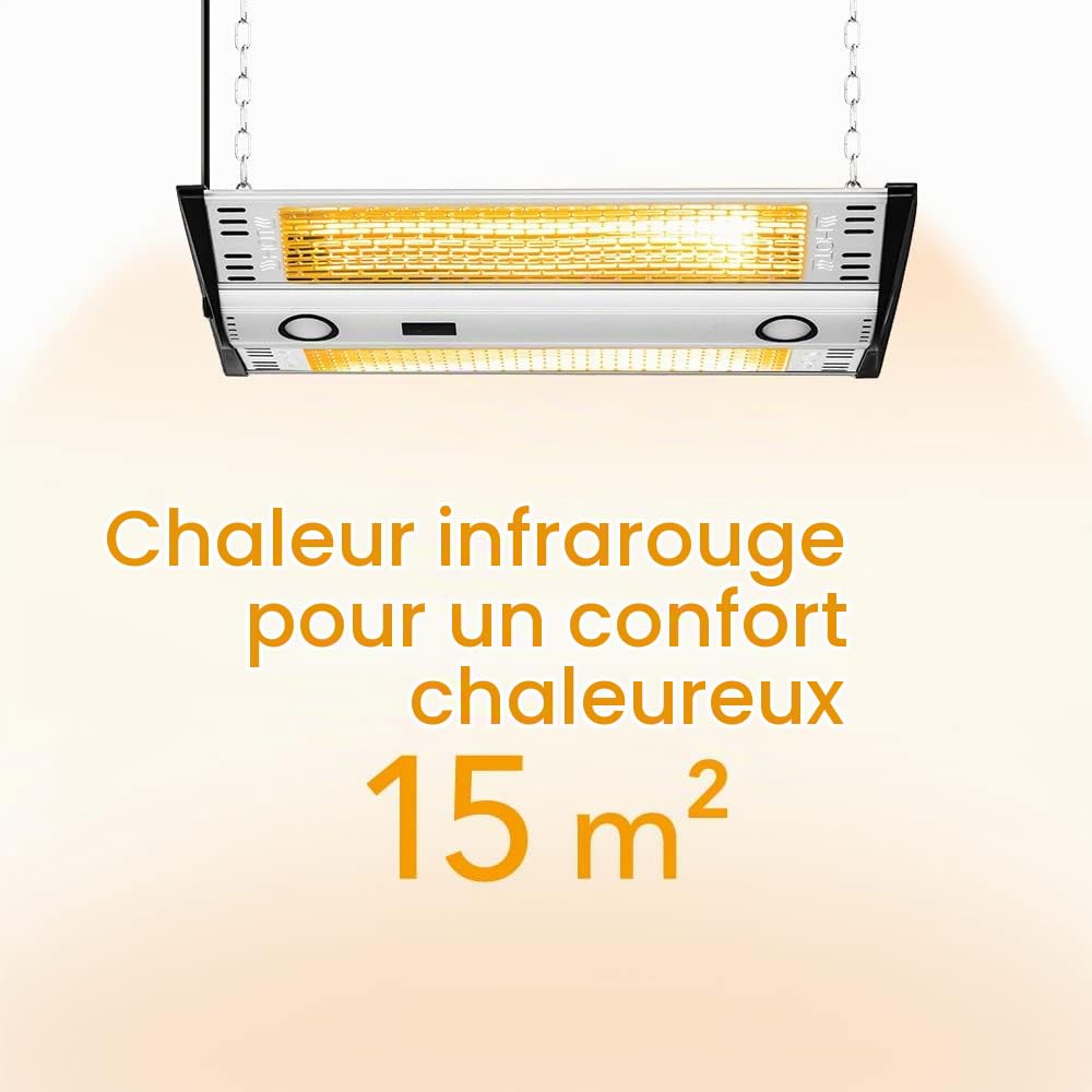 TROTEC Radiateur de plafond IR 2000 C chauffage infrarouge de terrasse