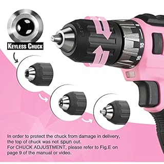 WORKPRO 20V Pink Cordless Drill Driver Set, 3/8” Keyless Chuck, 2.0 Ah Li-ion Battery, 1 Hour Fast Charger and 11-inch Storage Bag Included - Pink Ribbon