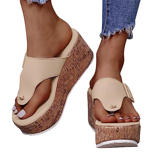 Latschen Damen Sommer Elegant Sommerschuhe Bequem Keilabsatz rutschfest...