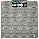 Vive Shower Stall Mat - Non Skid Bathtub Floor for Kids, Adults, Elderly - Square Bathroom Slipmat Bath Tub Suction Grip - Washable Non Slip, PVC