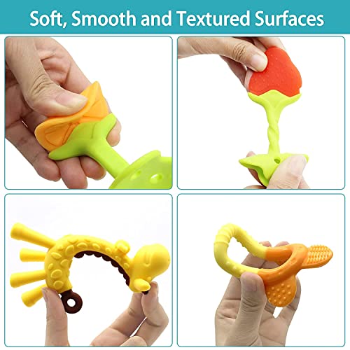 Image of 5 Pcs Teething Toys For Babies 6-12M, Silicone Fruit Baby Teething Toys Set,Freezable Baby Teether Chew Toys,Giraffe Teething Toy For Toddlers Infants(Combo Pack)Multicolor