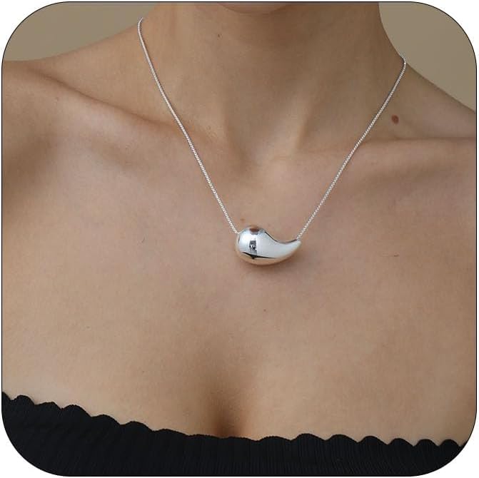Teardrop Necklace Earrings Jewelry Set for Women, Dupes Drop Dainty 14k Gold Plated Water Hypoallergenic Pendant Necklace